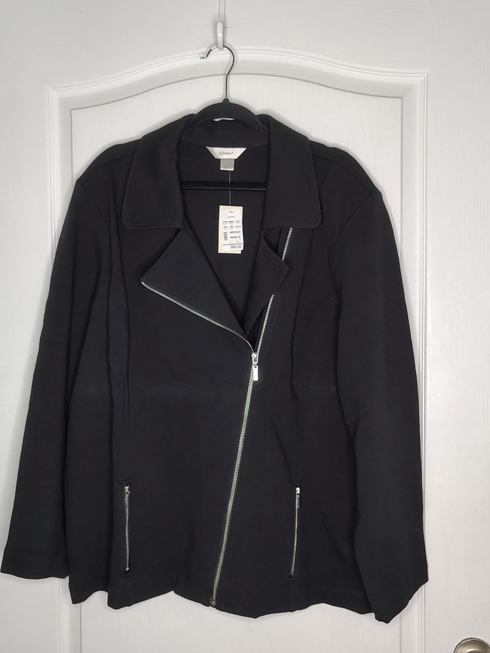 CJ Banks Black Asymmetrical Zip Stretch Jacket